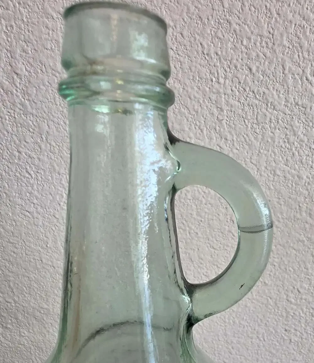 Vintage Green Glass Wine One Gallon Jug with Finger Loop